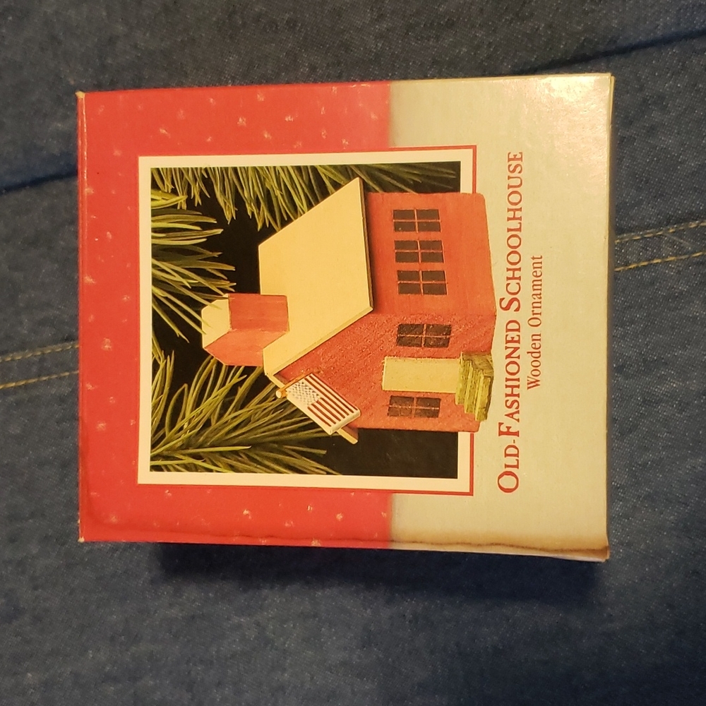 Hallmark 1988 Old Fashioned Schoolhouse Wooden Holiday Christmas Ornament